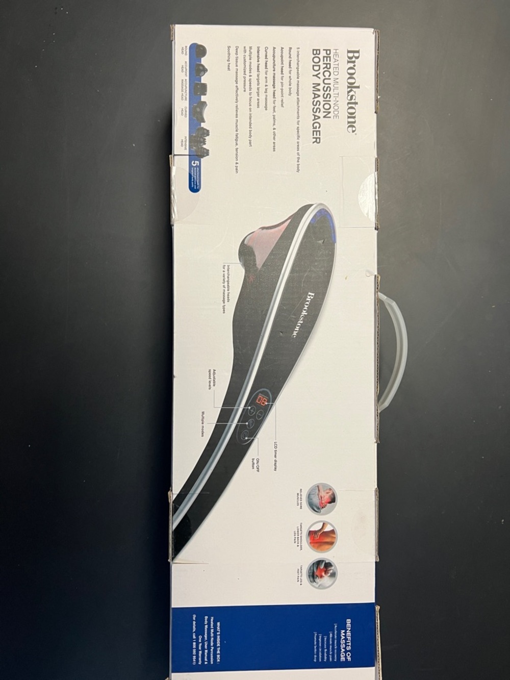 Brookstone Black and White Heated Percussion Body Massager - Picture 2 of 4